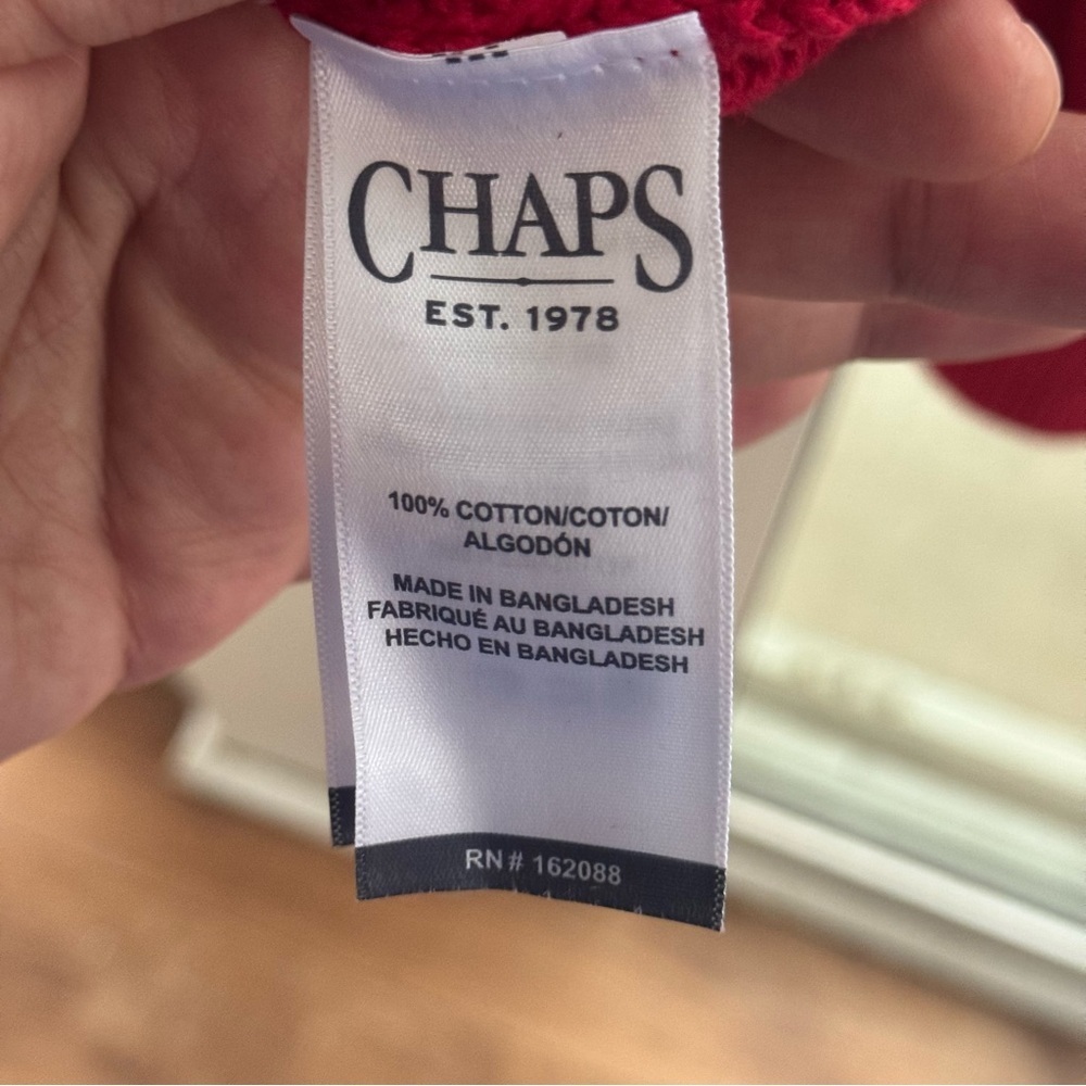 NWT Chaps Men's M Medium Red Cotton Knit Crew Neck Sweater Pullover Classic Fit - Picture 12 of 13